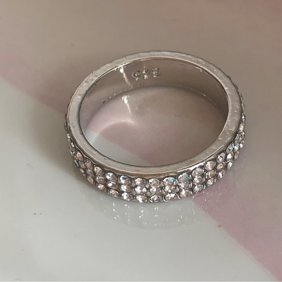 NEW 925 Sterling Silver 3 Row Eternity Cocktail Ring Simulated Stones - Picture 7 of 12